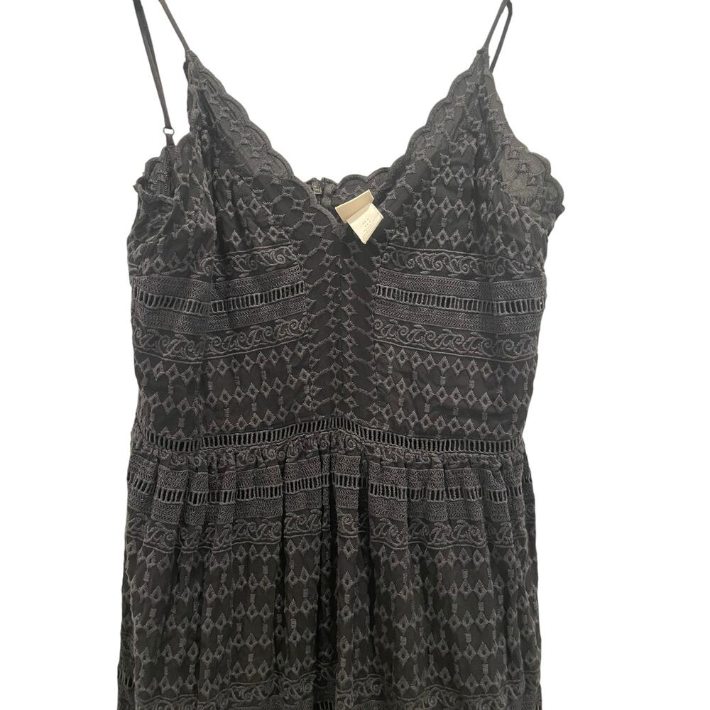H&M Black Crochet Geometric Eyelet Midi Dress Size 6 - Picture 6 of 6